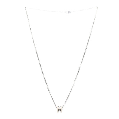 Hermes Lacquered Palladium Mini Pop H Pendant Necklace White 2 of 4