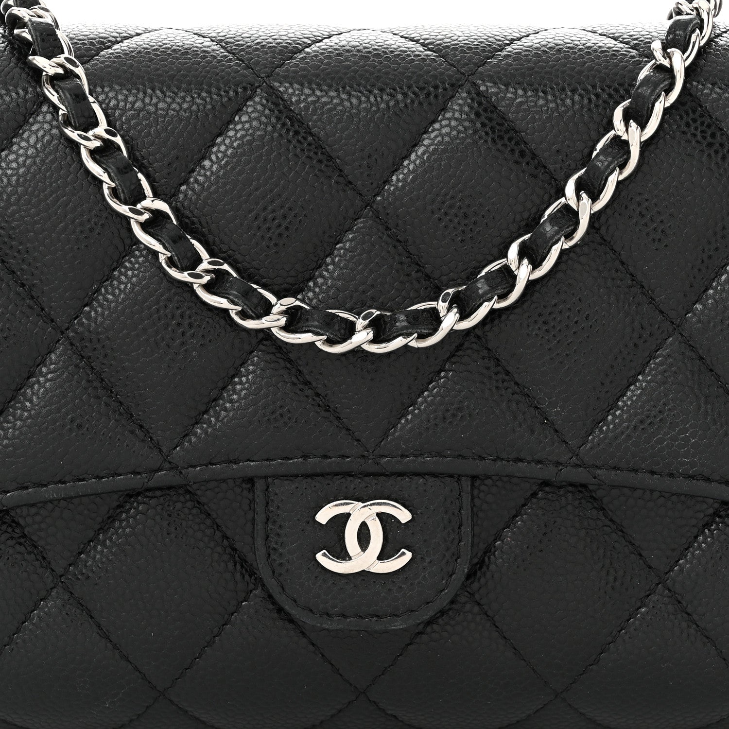 Chanel Caviar Quilted Phone Holder Wallet on Removable Chain Black 11 of 14