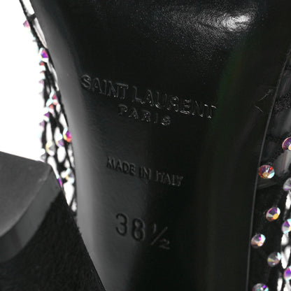Saint Laurent Mesh Crystal Suede Koller 110 Knee High Boots 38.5 Black 7 of 10