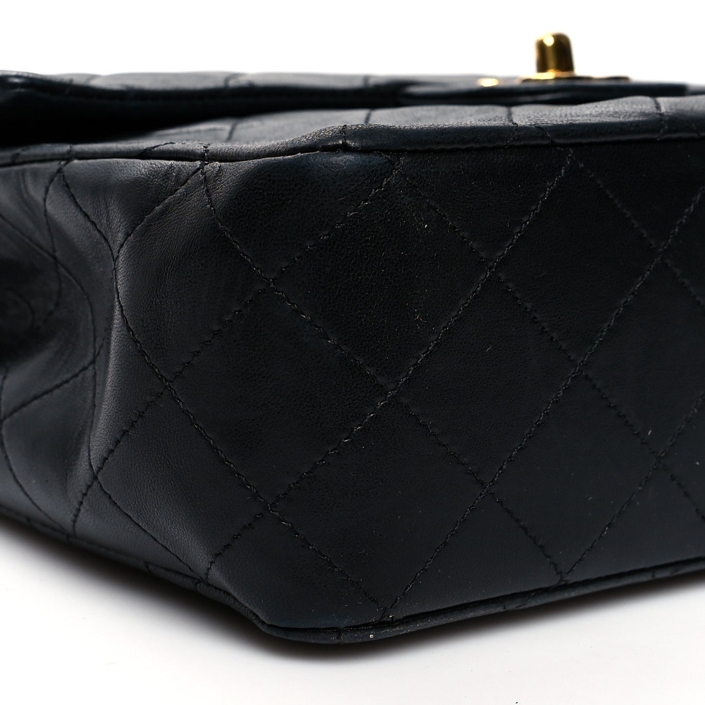 Lambskin Quilted Medium Double Flap Black