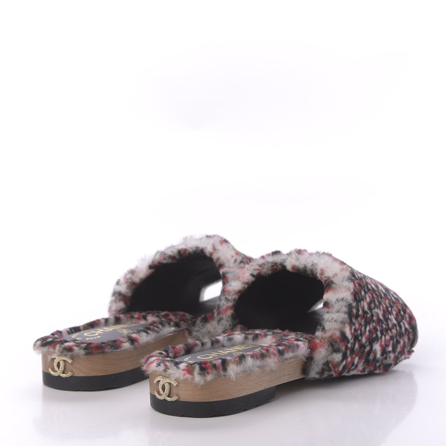 Chanel Orylag Lambskin Flat Mules 39 Red Black White 4 of 9