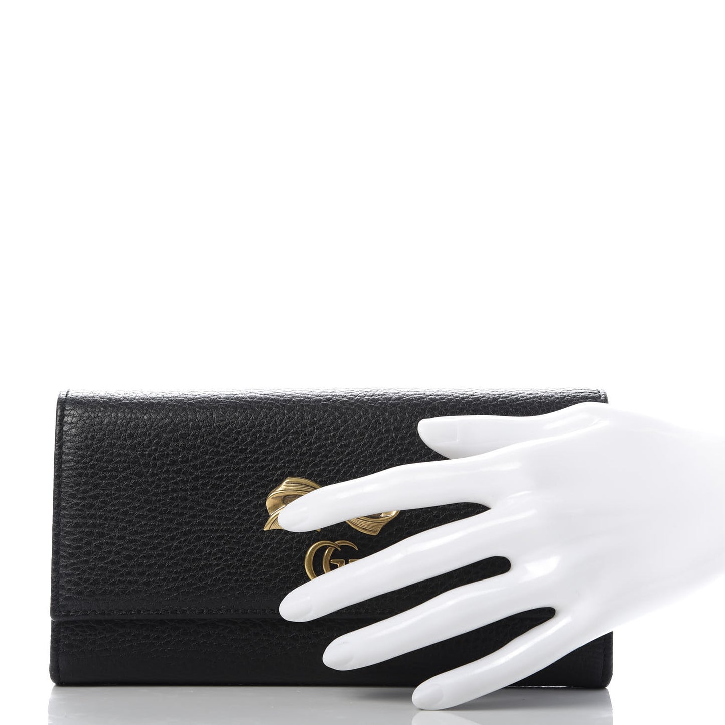 Calfskin Crystal Bow Continental Wallet Black