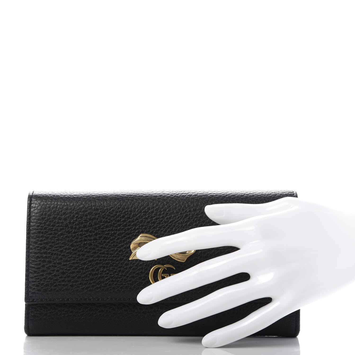 Gucci Calfskin Crystal Bow Continental Wallet Black 2 of 6