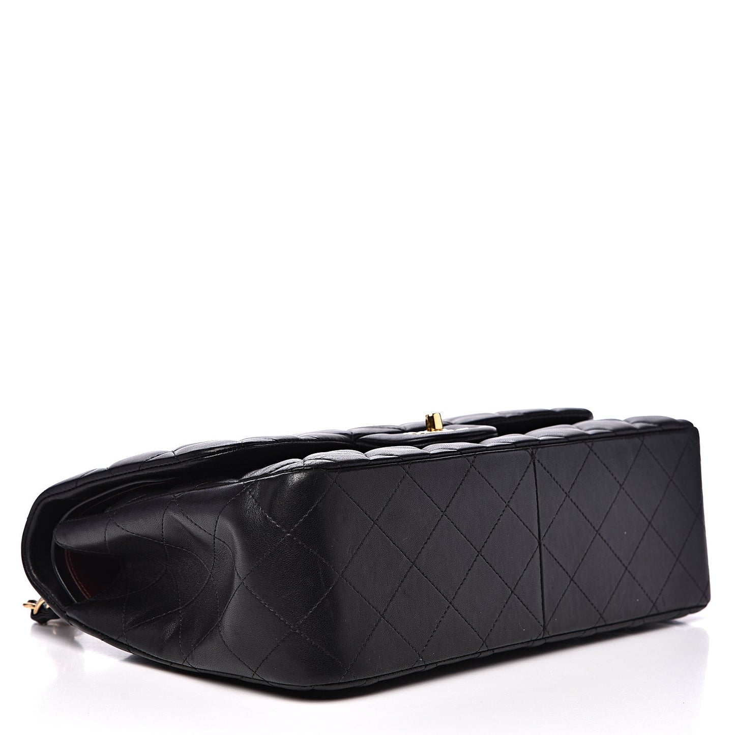 Lambskin Quilted Jumbo Double Flap Black
