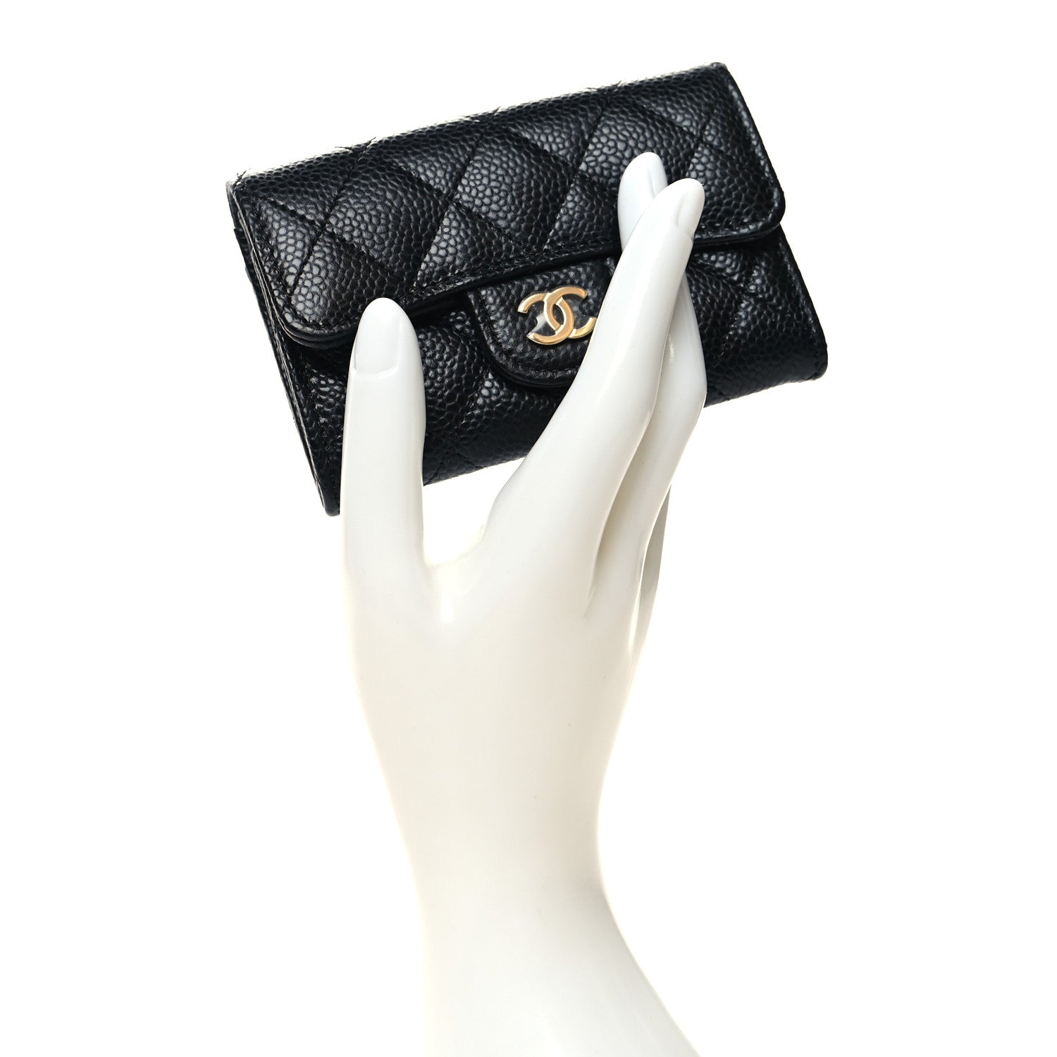 Chanel Caviar Quilted Flap Card Holder Wallet Black 2 of 9
