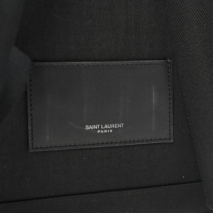 Saint Laurent Canvas Signature Embroidered City Backpack Black 8 of 12