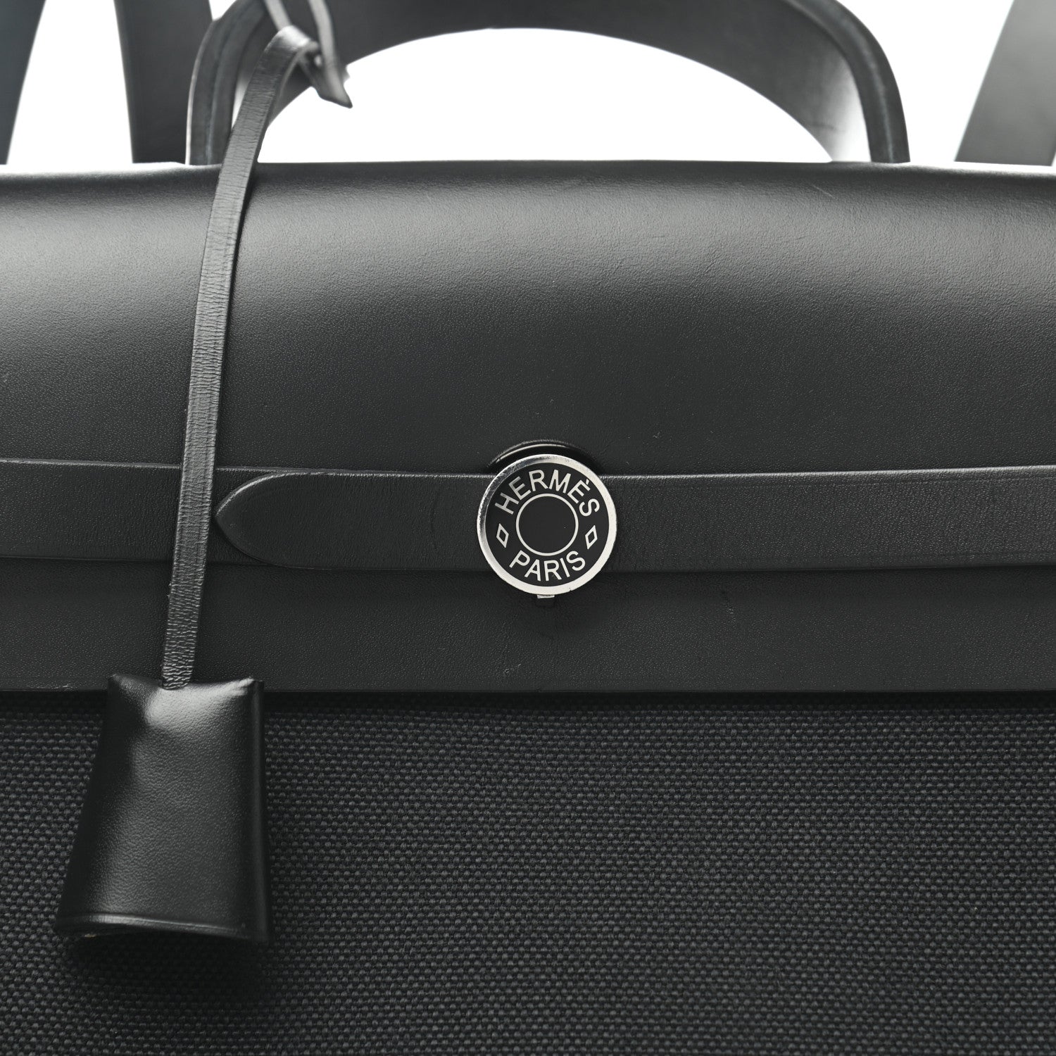Hermes Military Toile Vache Hunter Herbag a Dos Zip Retourne Backpack Black 9 of 12