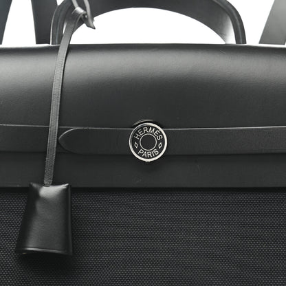 Hermes Military Toile Vache Hunter Herbag a Dos Zip Retourne Backpack Black 9 of 12