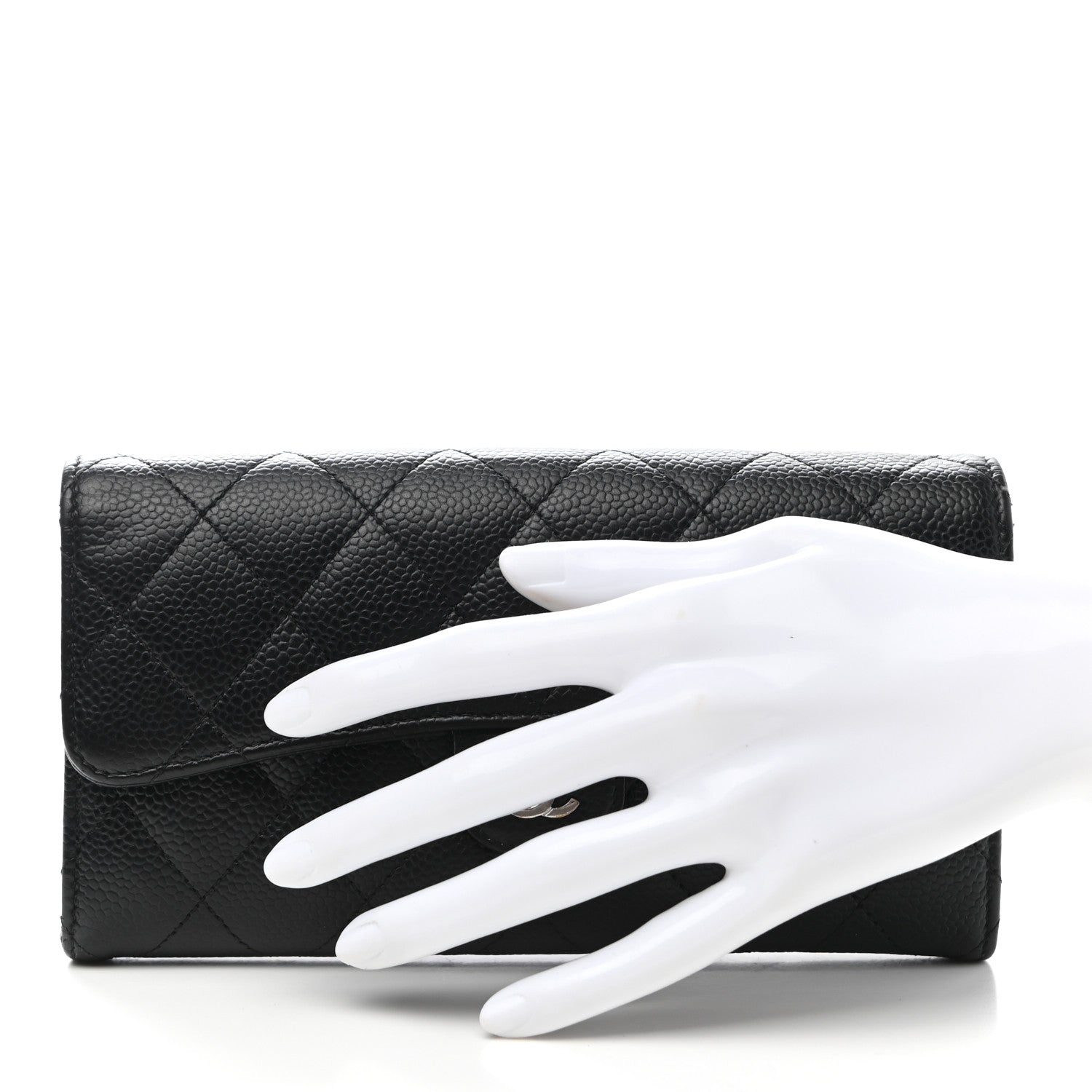 Chanel Caviar Quilted Large Gusset Flap Wallet Black 2 of 8