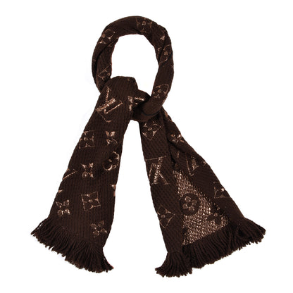Louis Vuitton Wool Silk Logomania Shine Scarf Marron 1 of 5