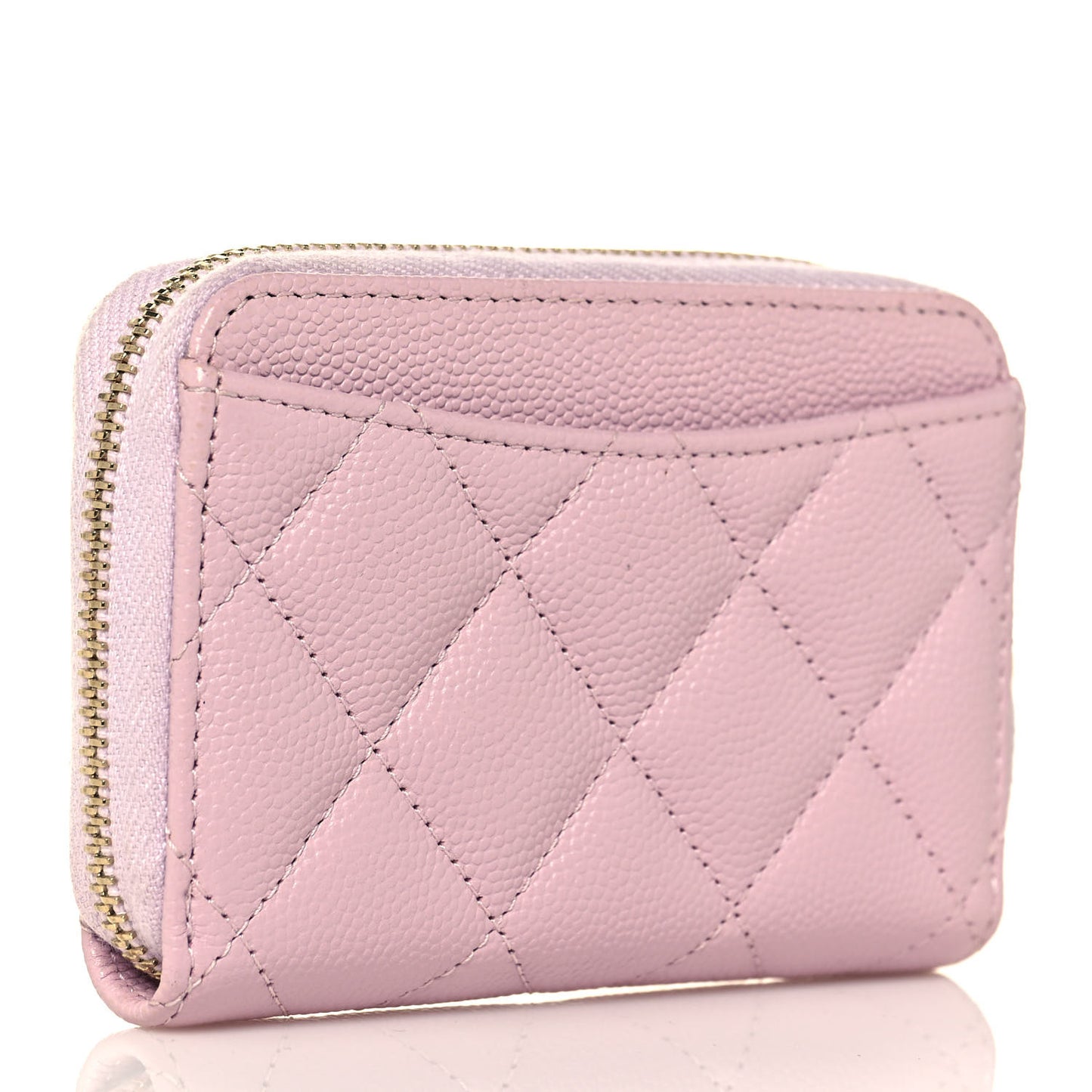 Caviar Quilted Zip Coin Purse Light Pink