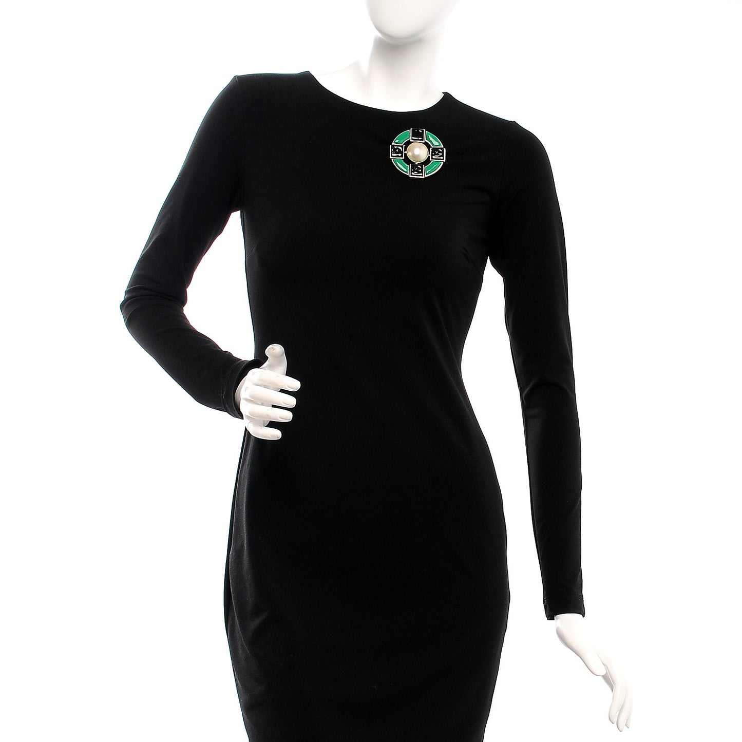 Pearl Glass Brooch Black Green