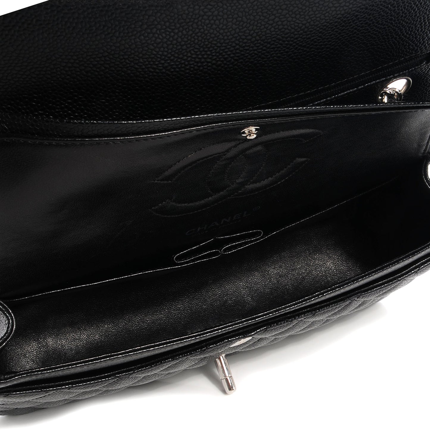 Caviar Quilted Medium Double Flap Black