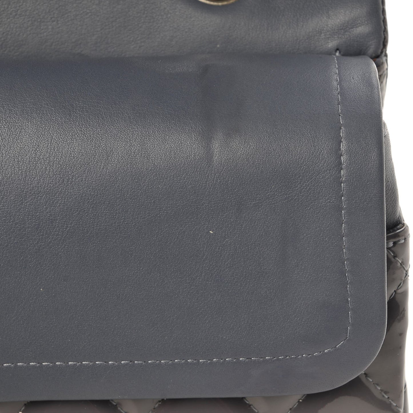 Patent Calfskin Quilted Medium Double Flap Light Purple