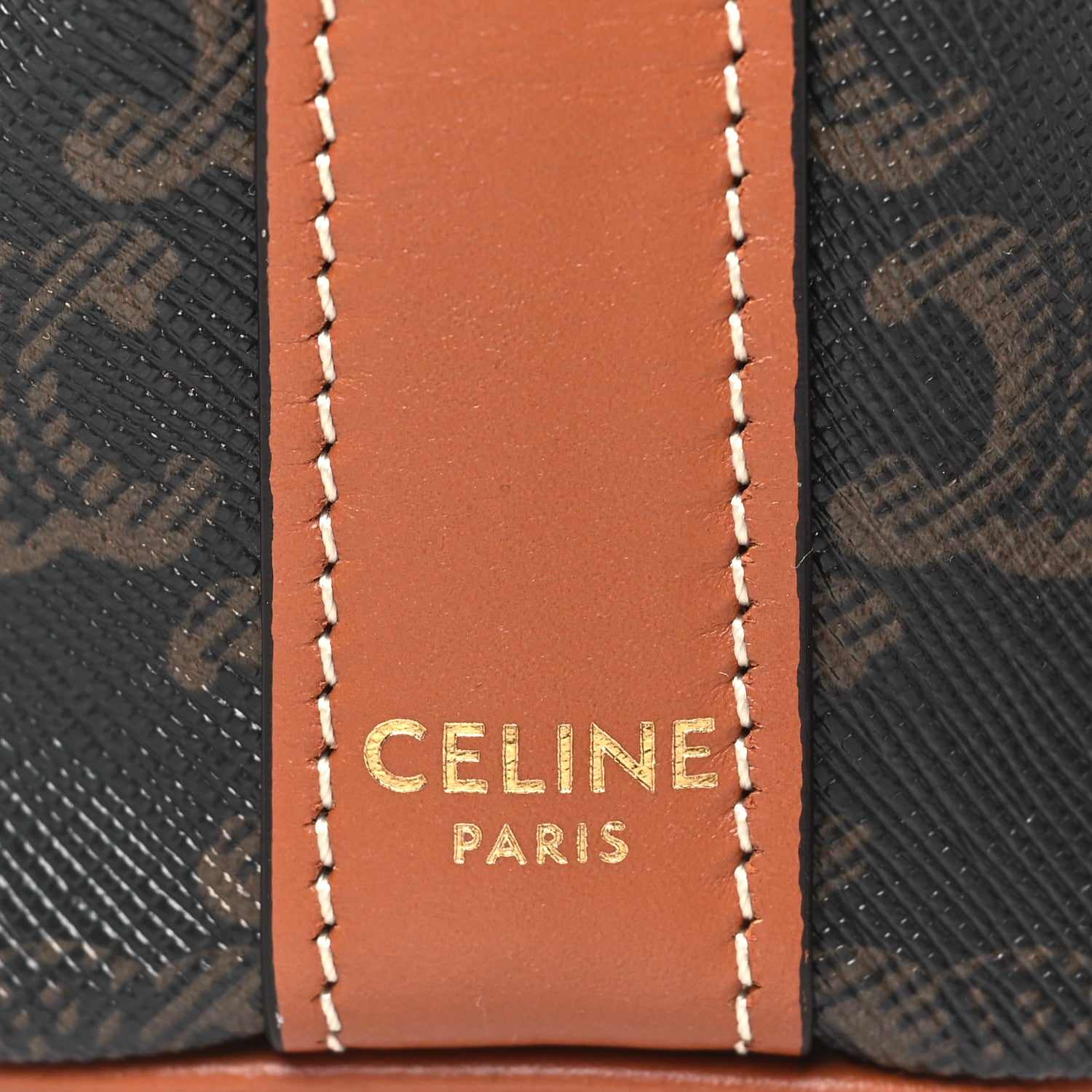 Celine Triomphe Canvas Calfskin Small Drawstring Bucket Bag Tan 6 of 11