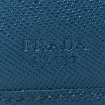 Prada Saffiano Metal Compact Snap Bi-Fold Wallet Cobalto 7 of 11