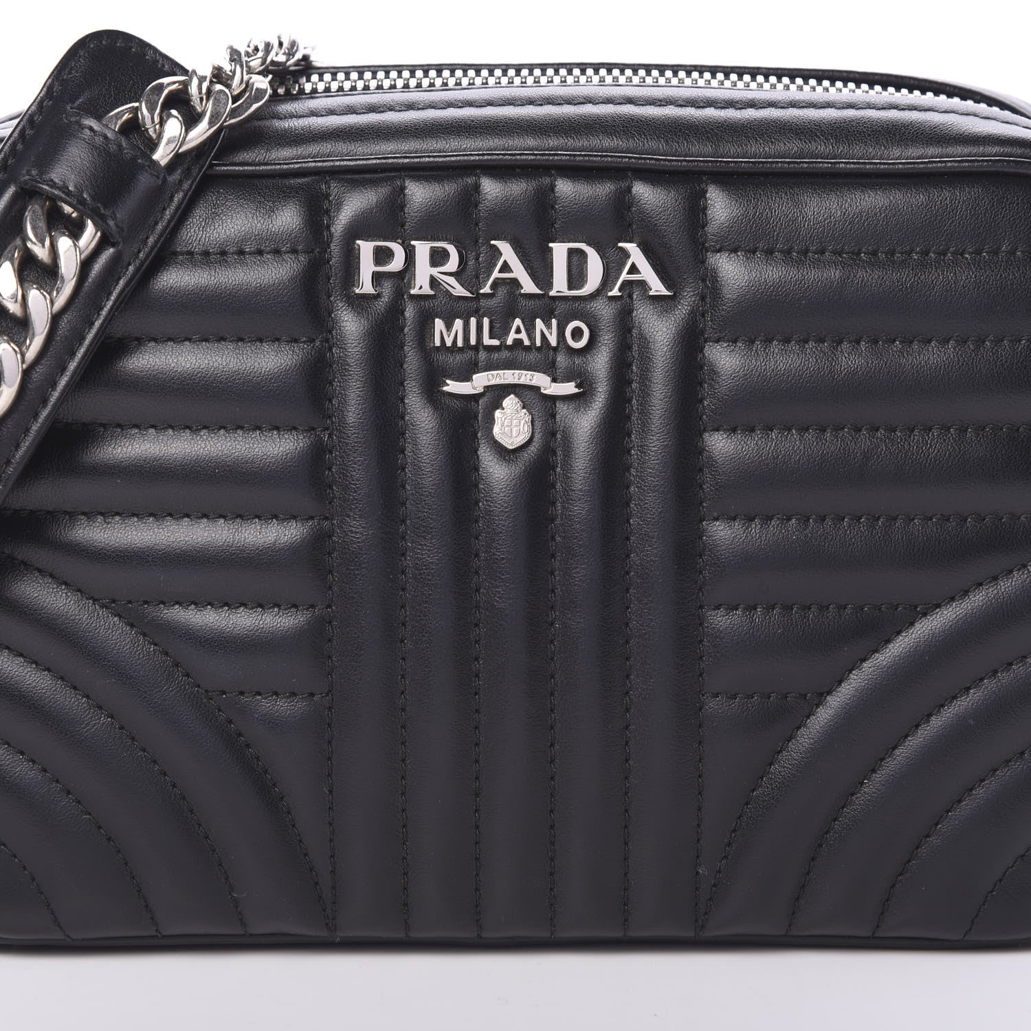 Prada Soft Calfskin Diagramme Crossbody Bag Black 7 of 10