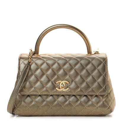 Chanel Metallic Caviar Quilted Small Coco Handle Flap Gold 1 of 9