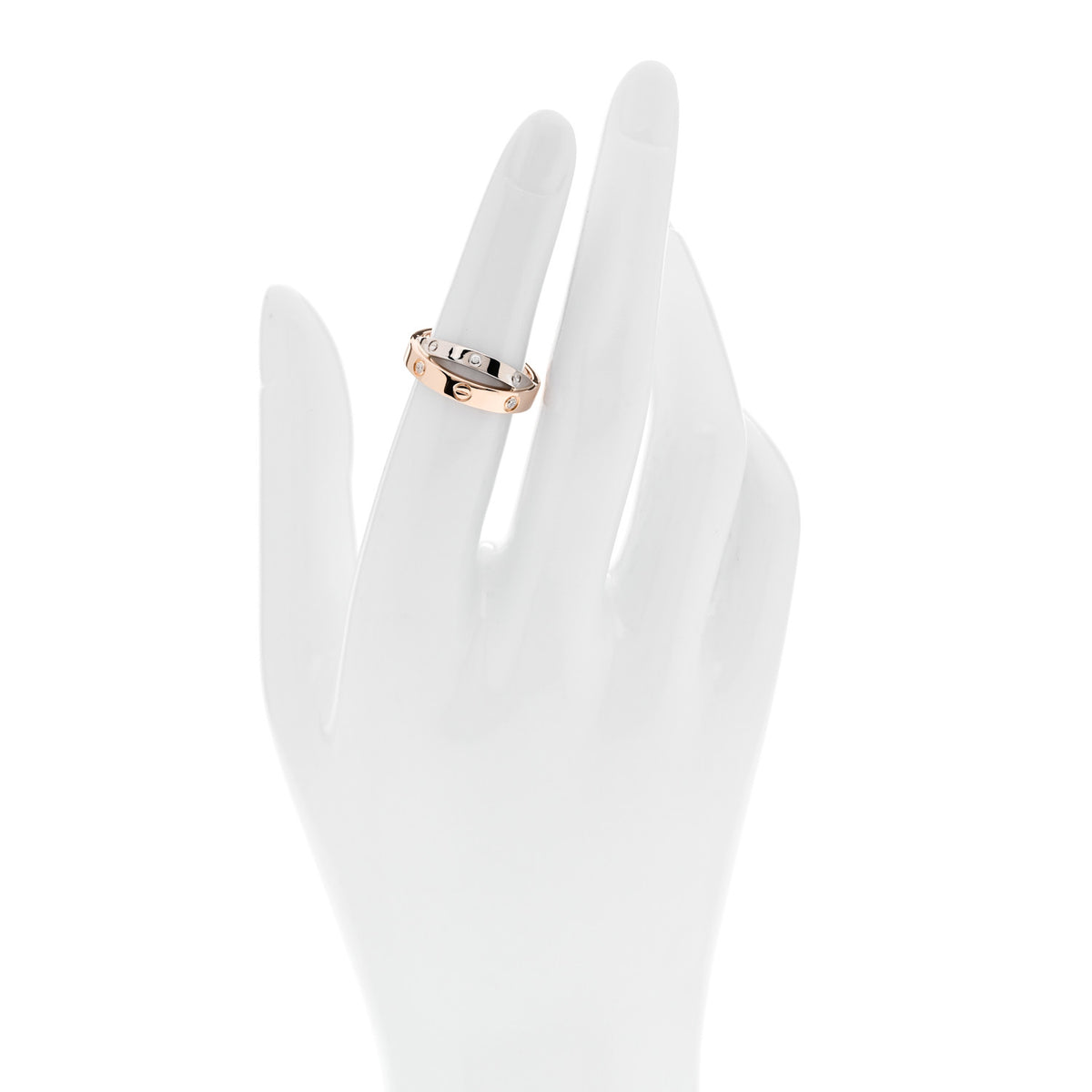 18K Pink White Gold 6 Diamonds LOVE Ring 49 5