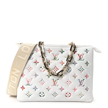 Louis Vuitton Lambskin Embossed Monogram LV Garden Coussin PM Cream 1 of 9