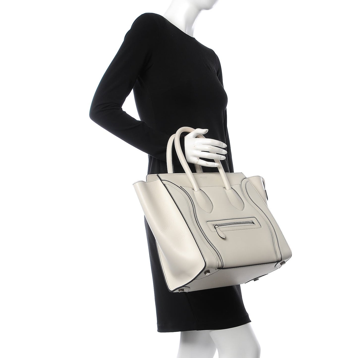 Satin Calfskin Mini Debossed Luggage White