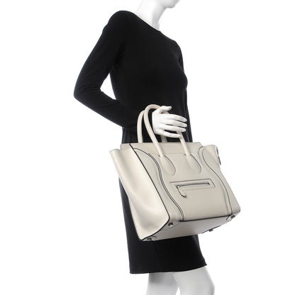 Celine Satin Calfskin Mini Debossed Luggage White 2 of 16