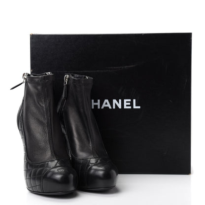 Chanel Lambskin Quilted CC Booties 38 Black 10 of 10