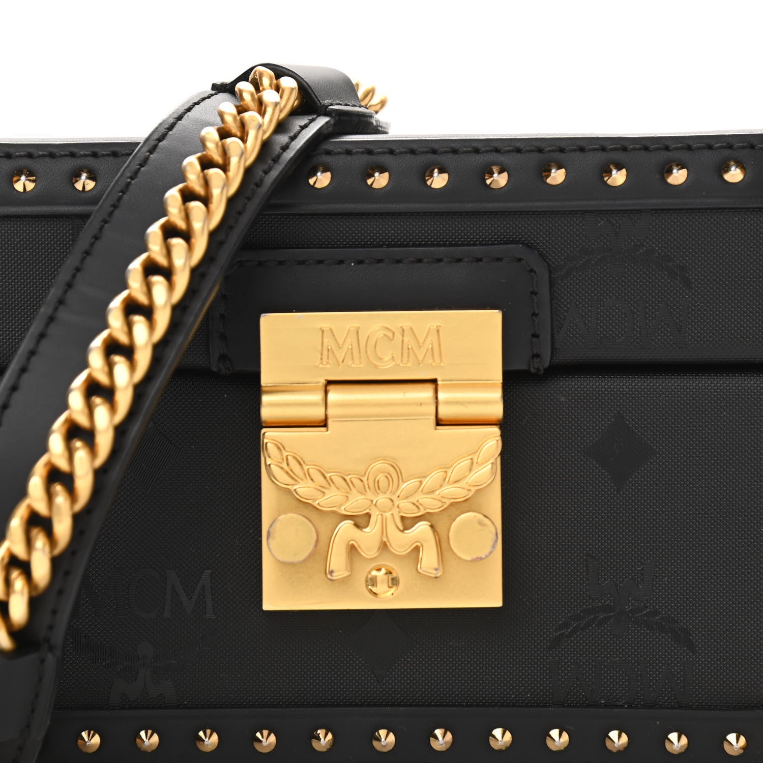 MCM Monogram Coated Canvas Berlin Mini Shoulder Bag Black 7 of 9