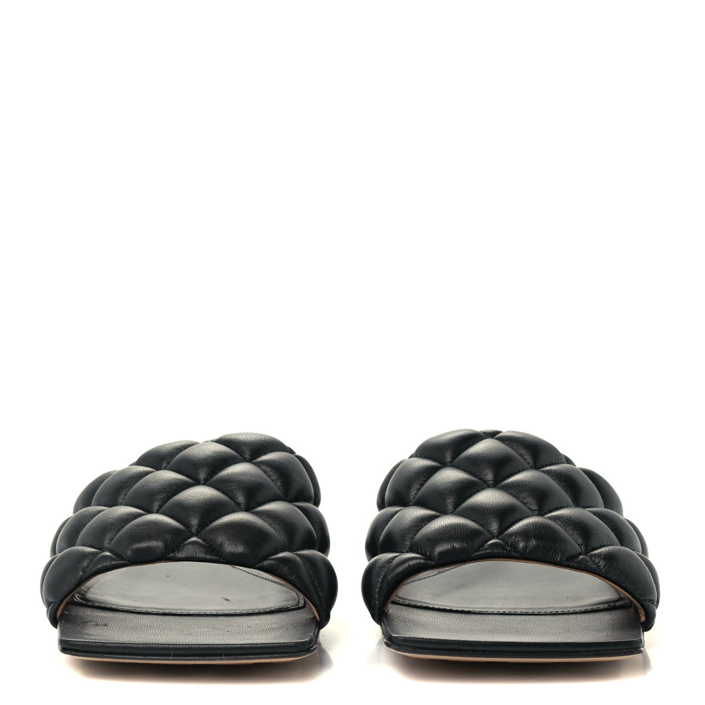 Nappa Matelasse Padded Flat Sandals 39 Black
