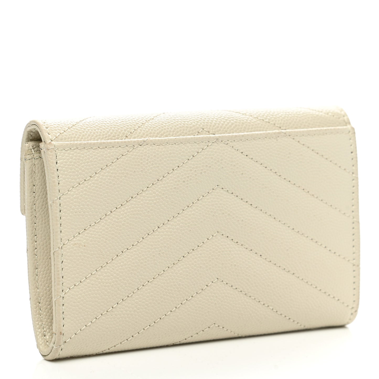 Grain De Poudre Matelasse Chevron Small Monogram Envelope Wallet Crema Soft