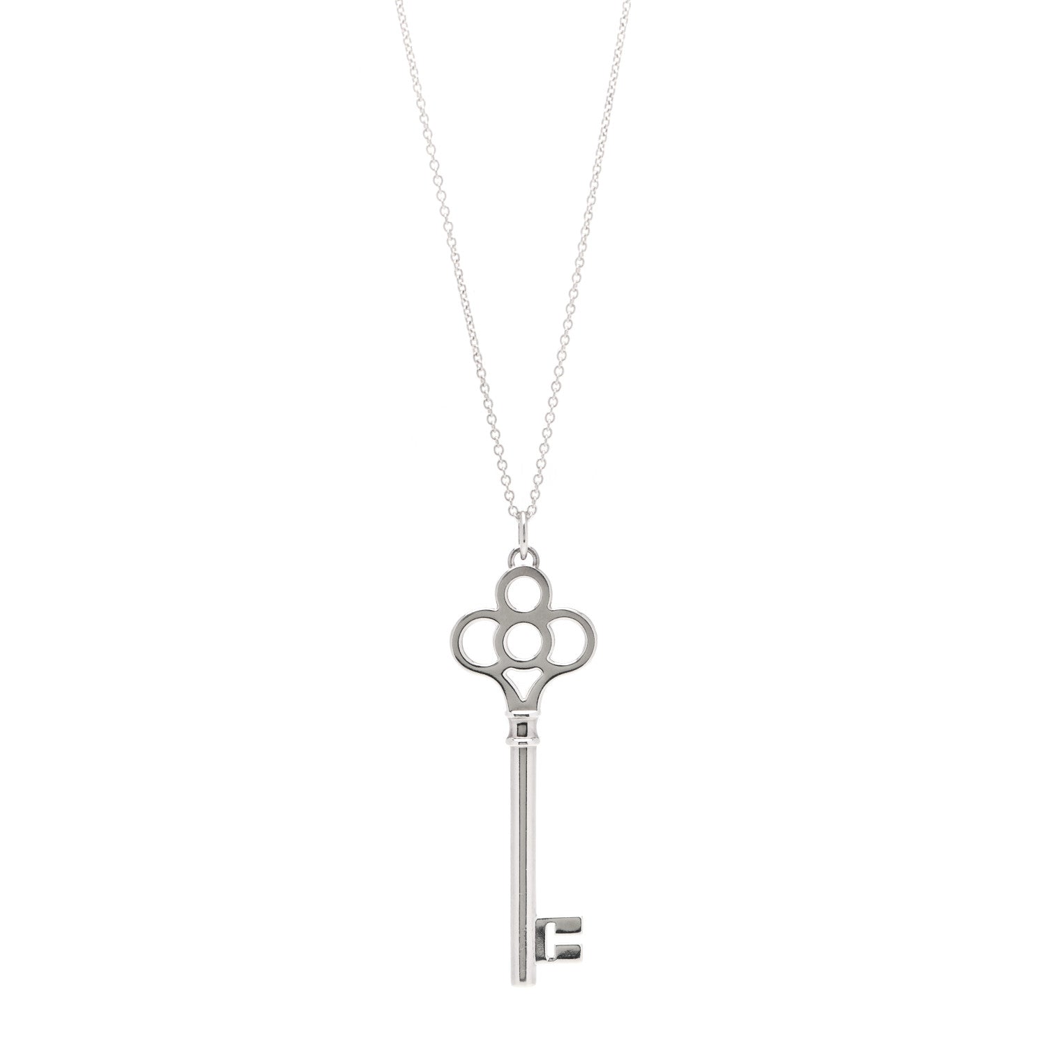 Tiffany Sterling Silver Large Crown Key Pendant Necklace 1 of 6