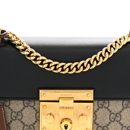 Gucci GG Supreme Monogram Calfskin Small Padlock Shoulder Bag Beige Black Cuir 8 of 12