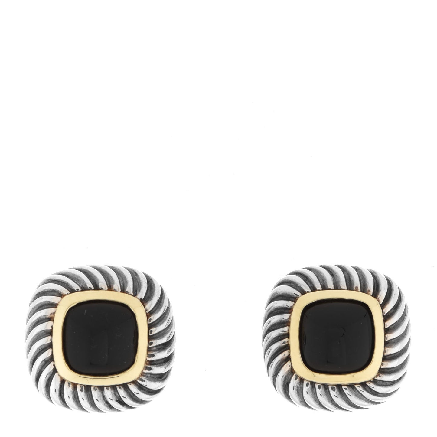 Sterling Silver 14K Yellow Gold Black Onyx 7mm Albion Earrings