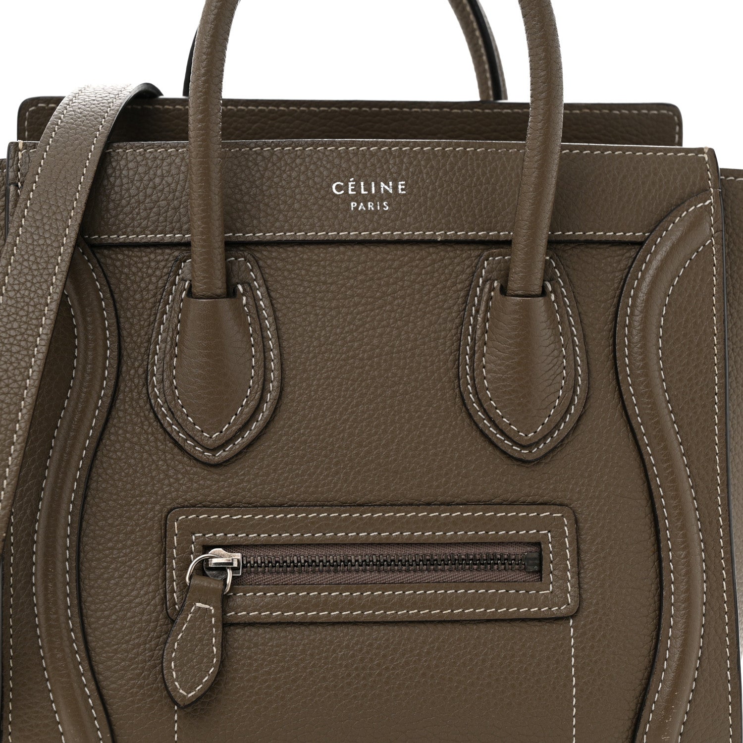 Celine Drummed Calfskin Nano Luggage Souris 8 of 10