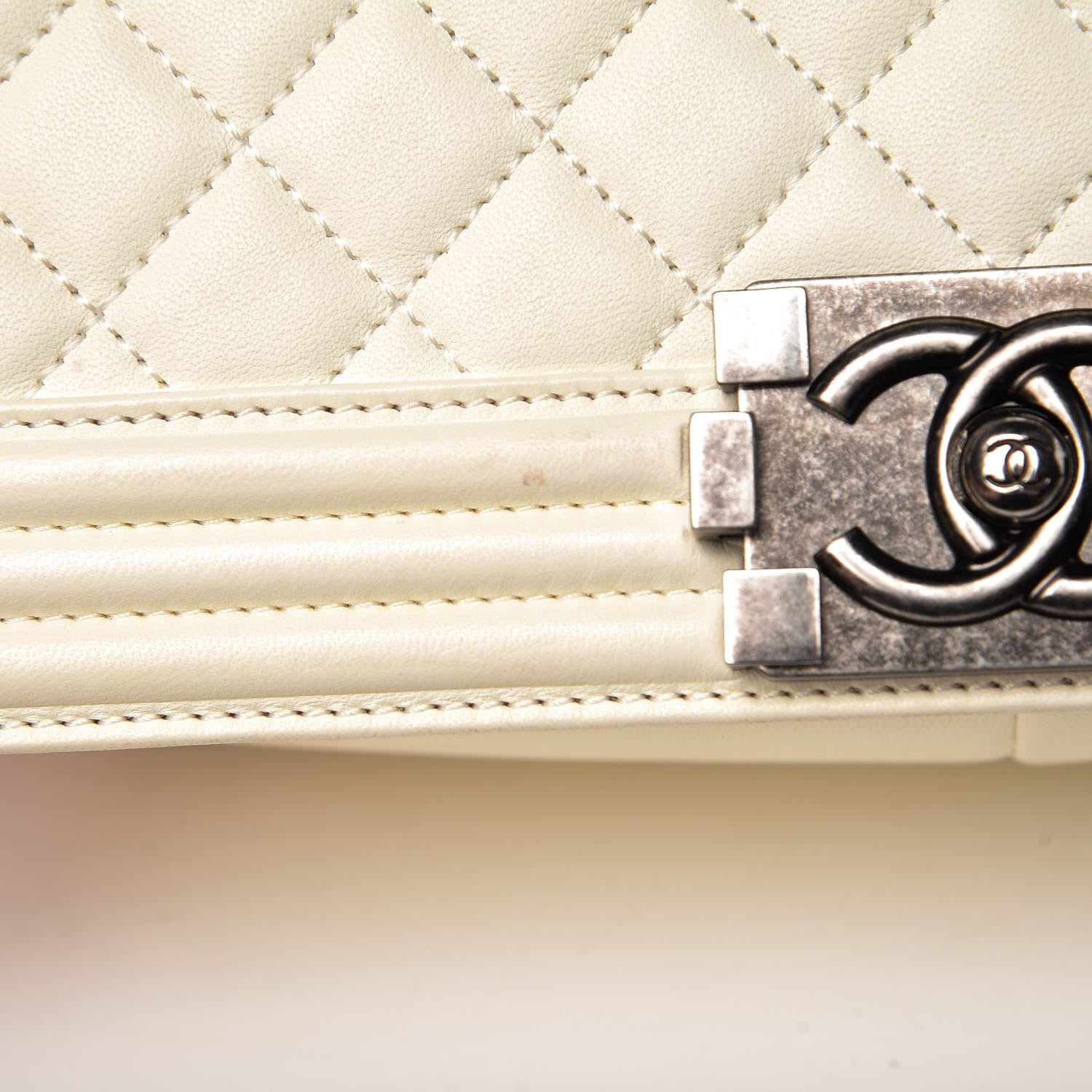 Chanel Lambskin Quilted Medium Boy Flap Dark White 14 of 16