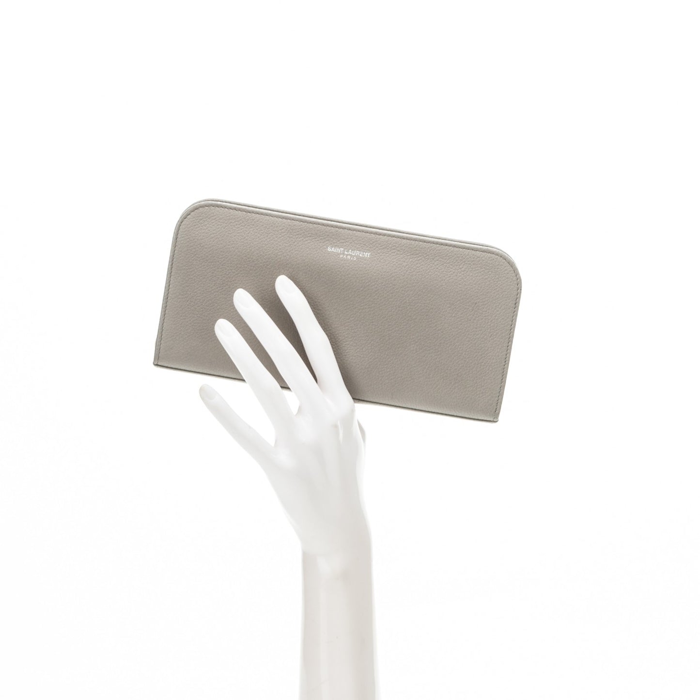 Calfskin Classic Zip Around Continental Wallet Light Grey