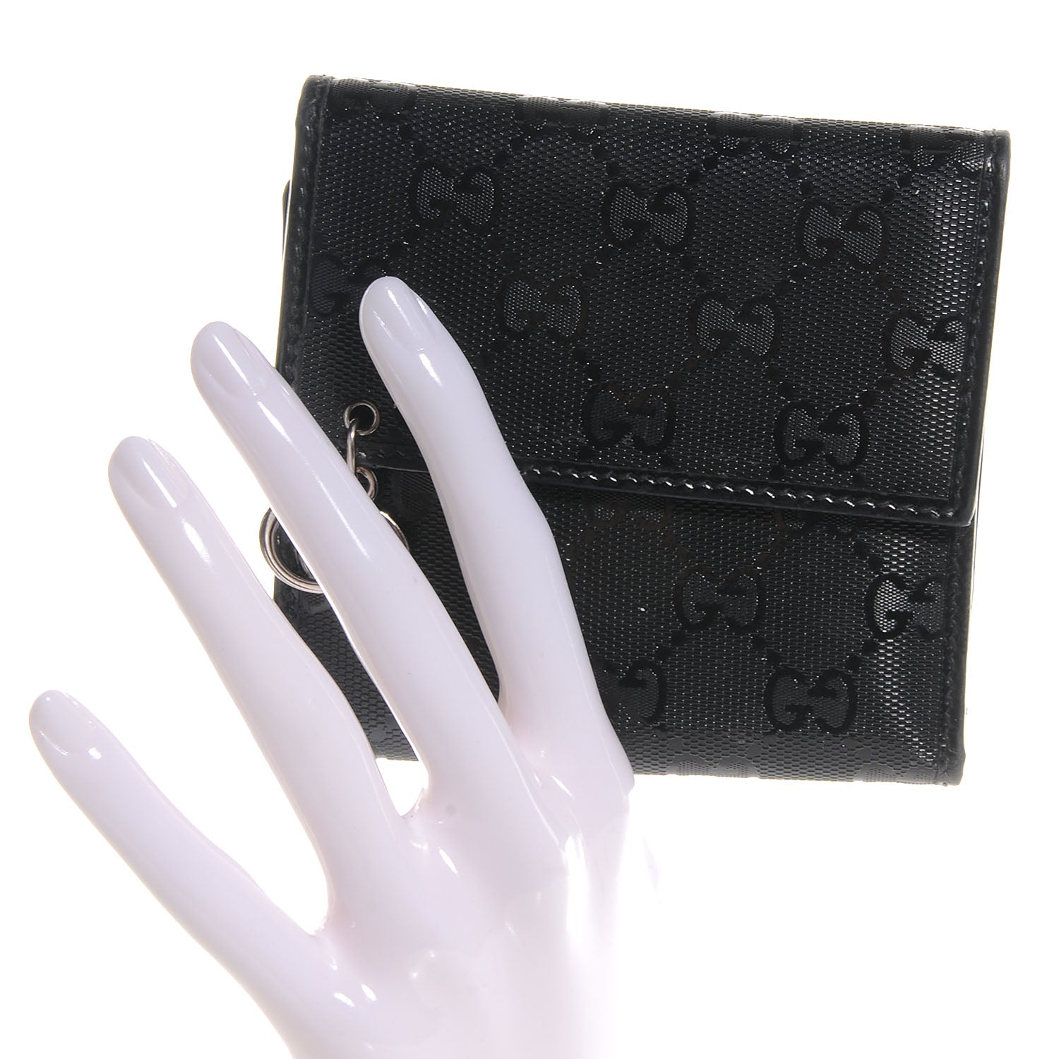 Gucci Imprime Monogram GG Pierce Tri Fold Wallet Black 2 of 7