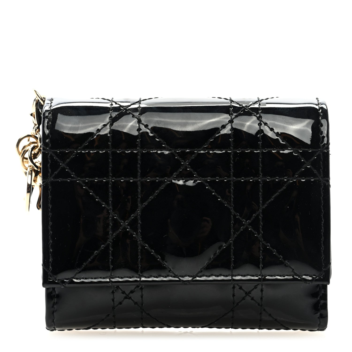 Christian Dior Patent Cannage Lady Dior Lotus Wallet Black 1 of 6