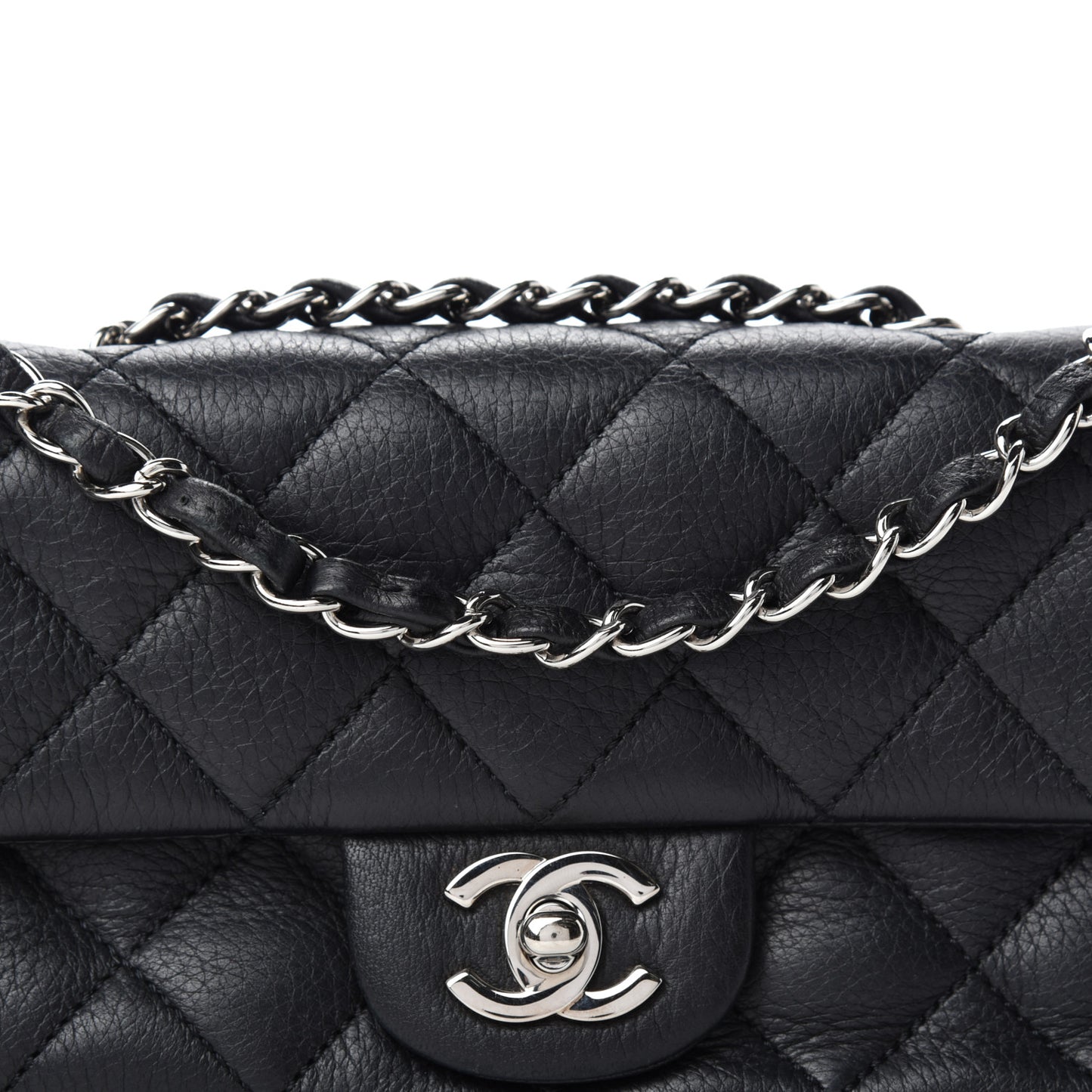 Deerskin Quilted East West Flap Black