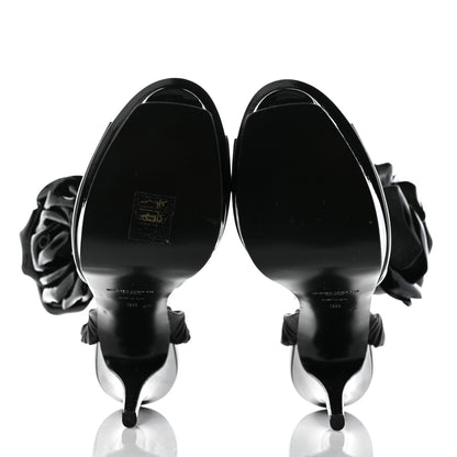 Saint Laurent Patent Flower Ankle Strap Platform Pumps 38 Black 5 of 11