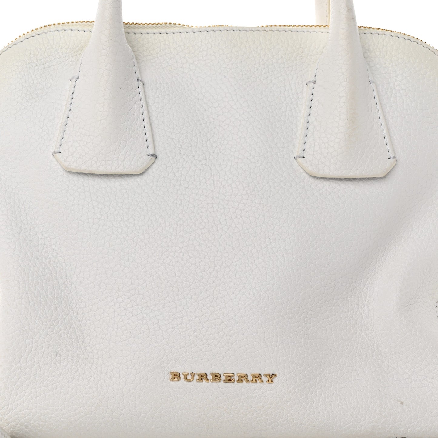 London Grainy Calfskin Small Greenwood Bowling Bag White