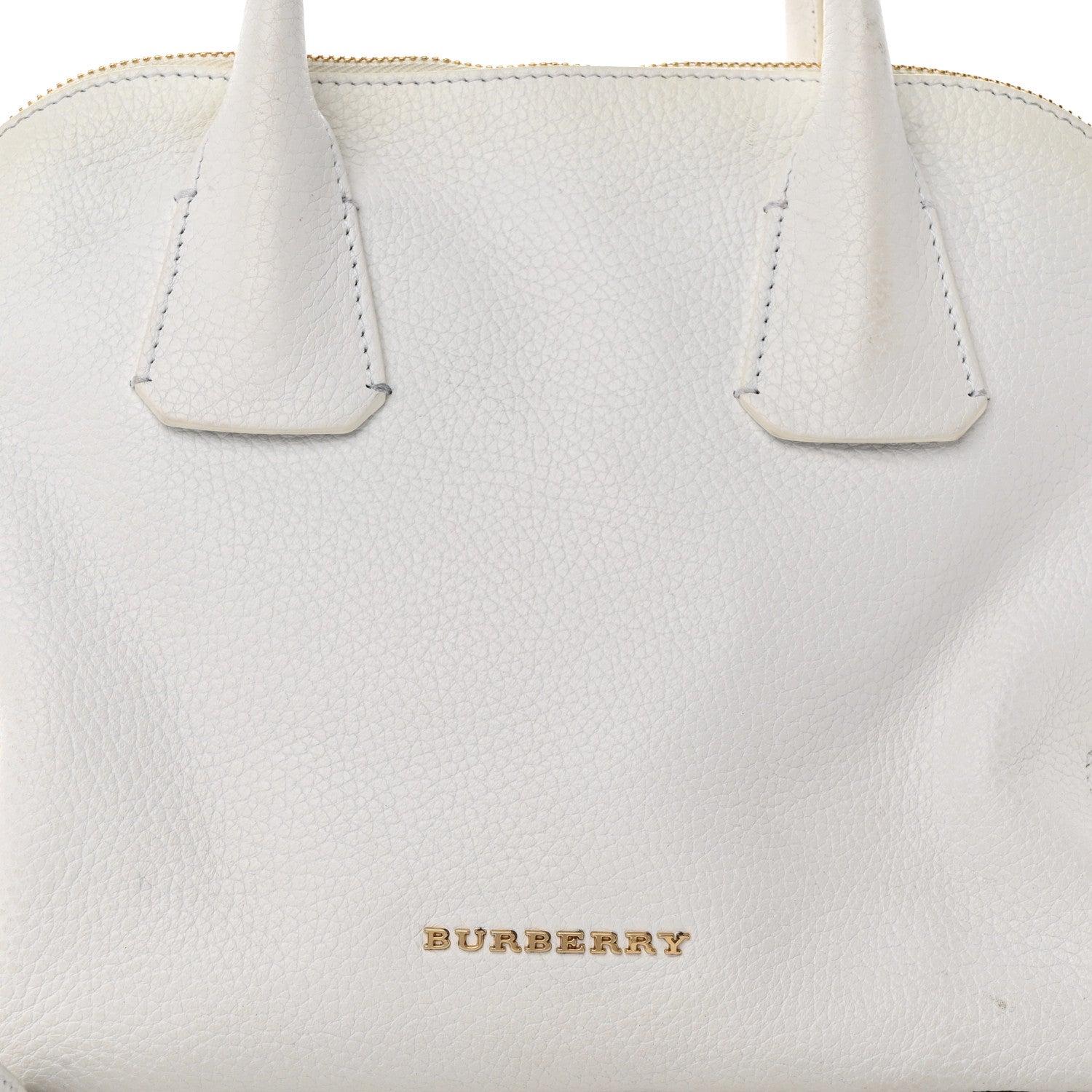Burberry London Grainy Calfskin Small Greenwood Bowling Bag White 9 of 22