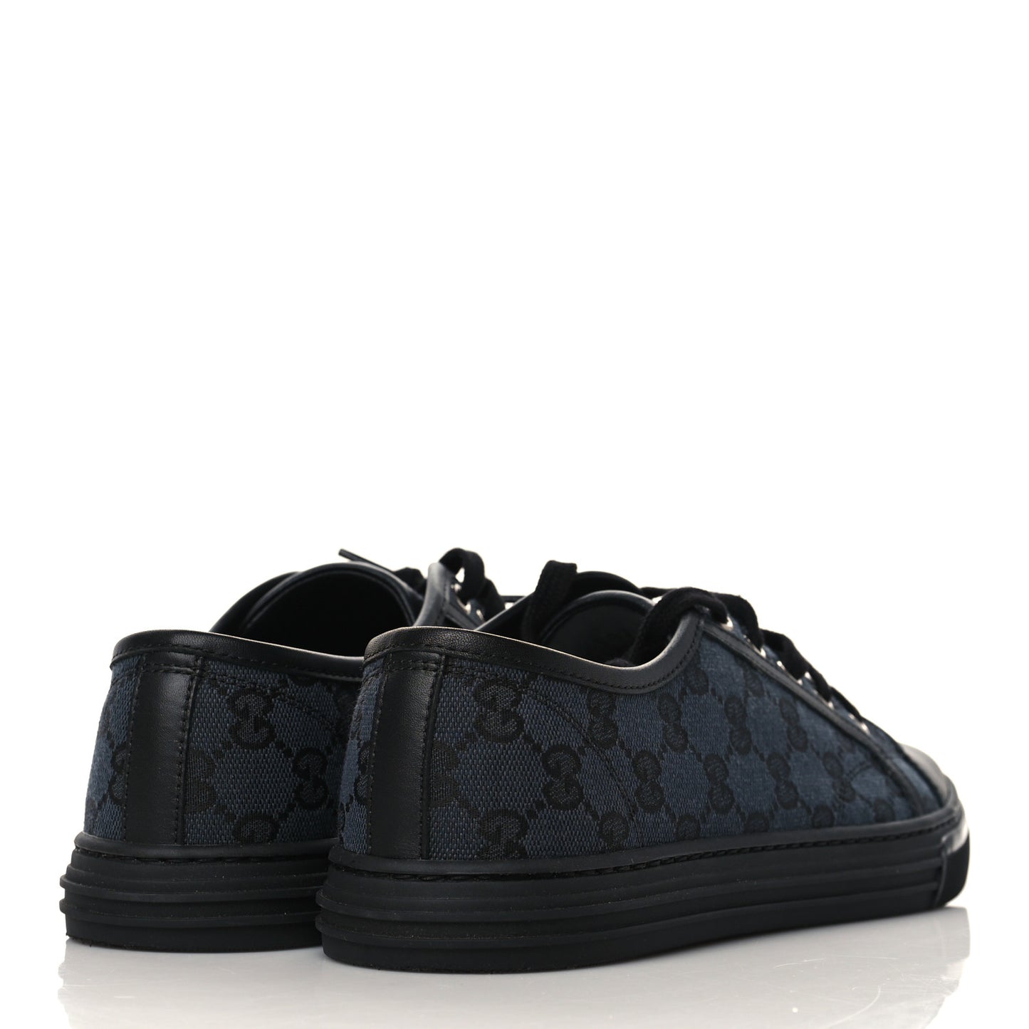 GG Monogram Calfskin Womens Low Top Sneakers 40.5 Piombo Black