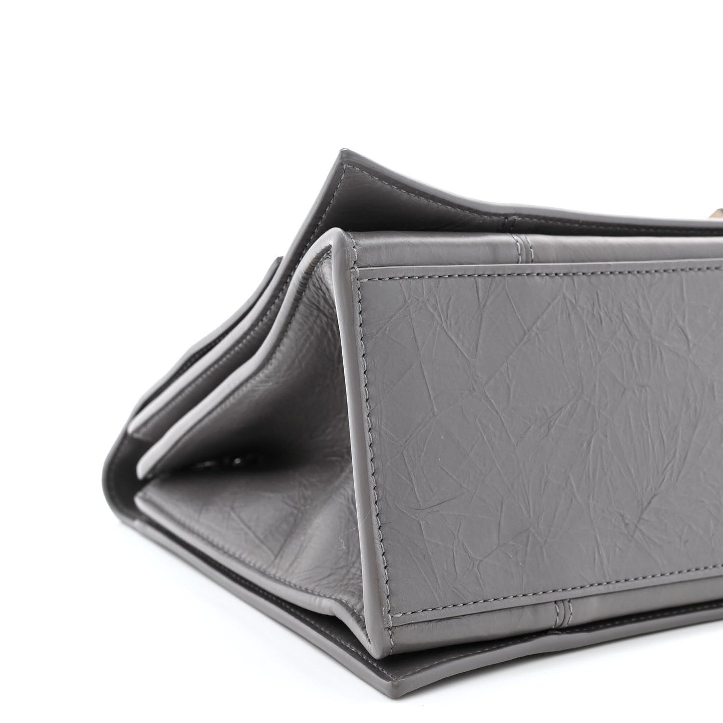 Crushed Calfskin Medium Crush Chain Bag Dark Grey