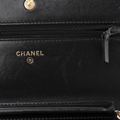 Chanel Lambskin Quilted Wallet On Chain WOC Black 12 of 13