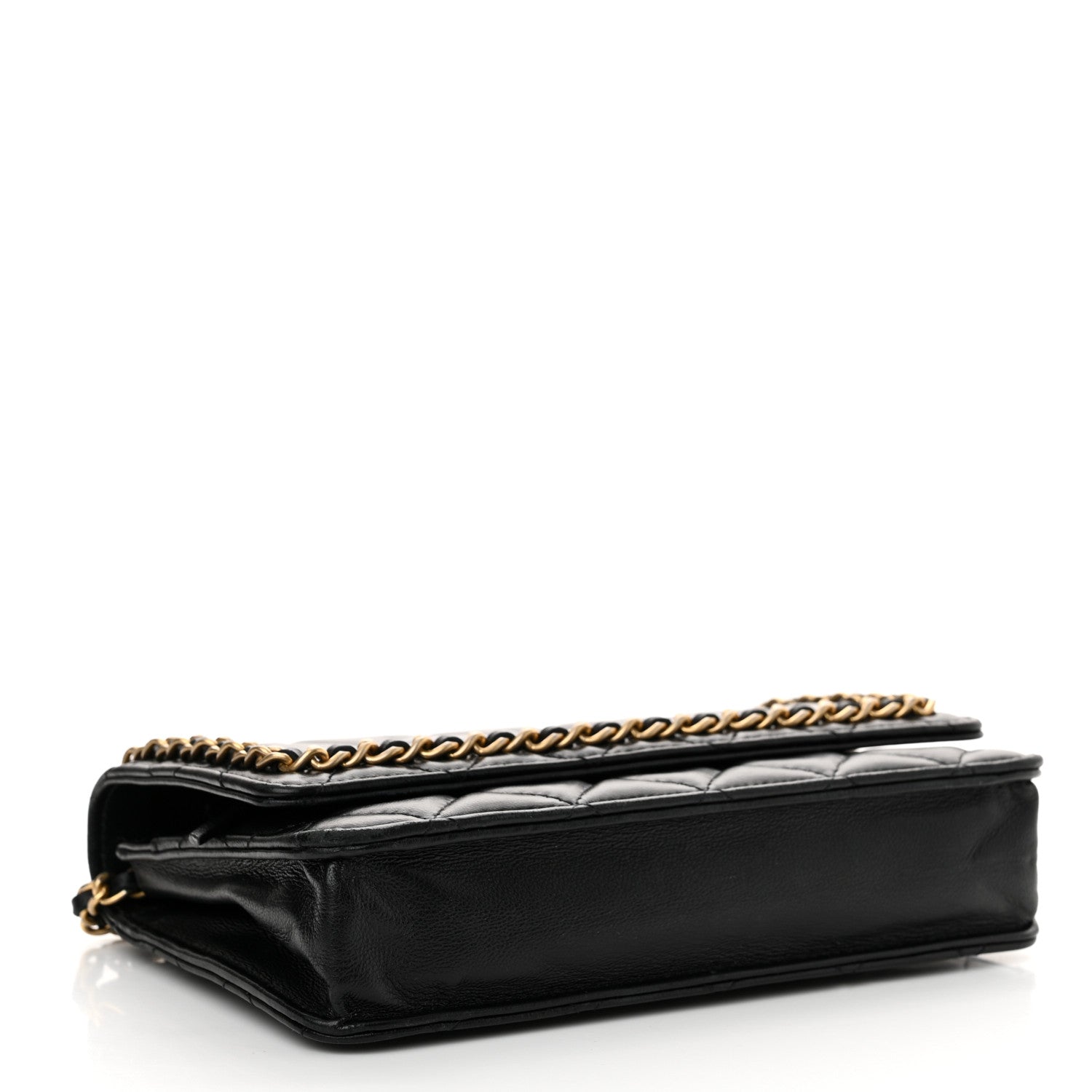 Chanel Lambskin Quilted Chain Around Wallet On Chain WOC Black 4 of 14