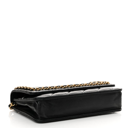 Chanel Lambskin Quilted Chain Around Wallet On Chain WOC Black 4 of 14