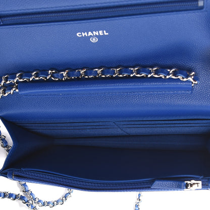 Chanel Caviar Chevron Quilted Wallet On Chain WOC Bright Blue 5 of 8