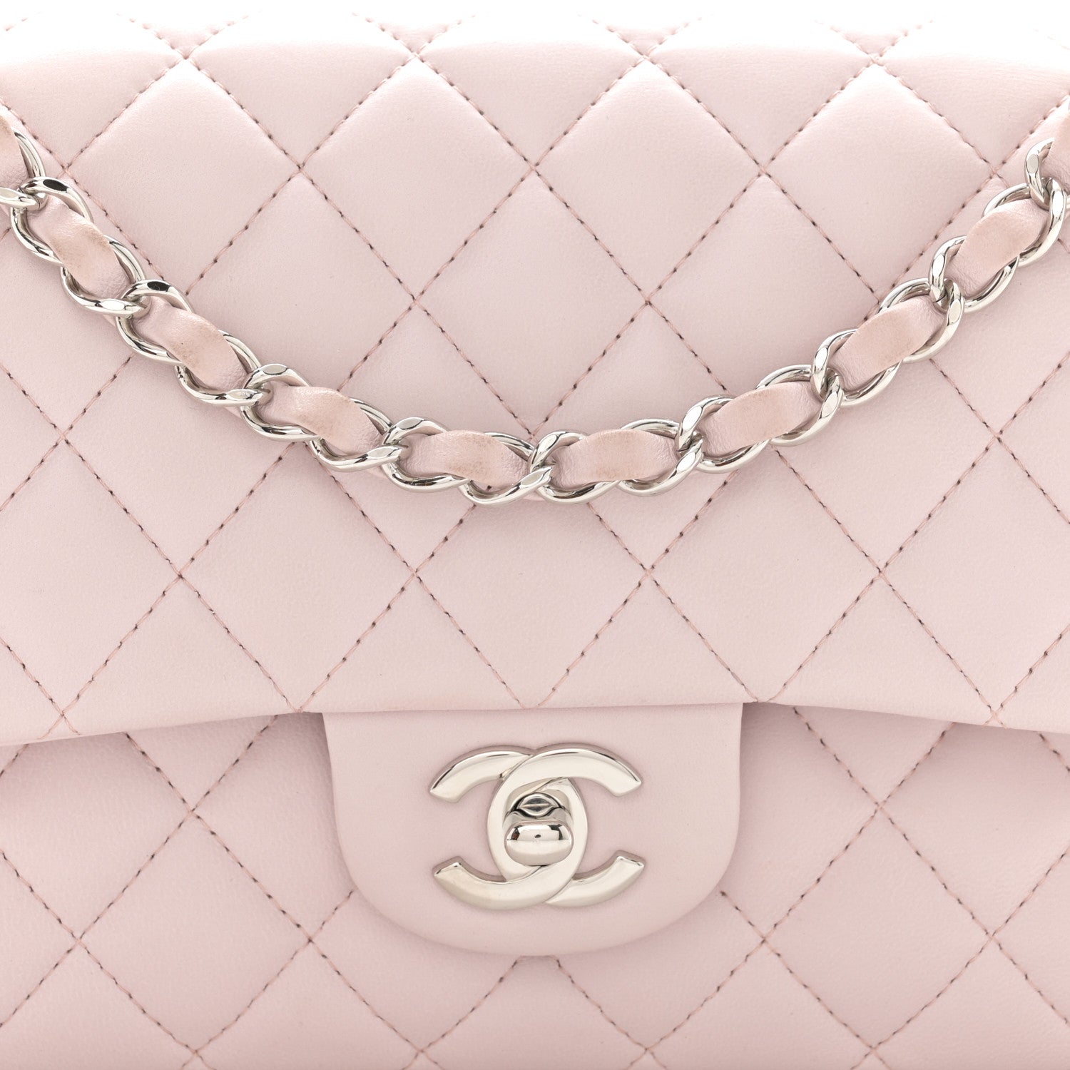 Chanel Lambskin Quilted Medium Double Flap Light Pink 8 of 10