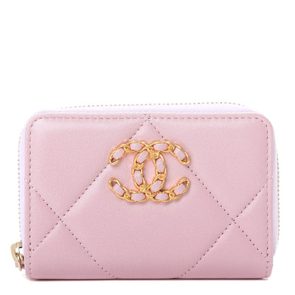 Chanel Lambskin Quilted 19 Zip Around Coin Purse Wallet Light Pink 1 of 8